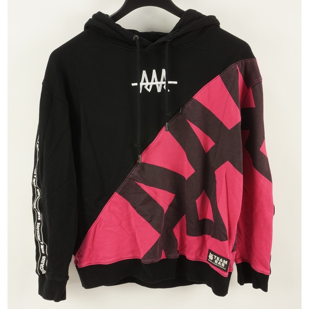 Rare and Ridiculous Big Logo Colorblocked Hoodie Sweatshirt Adult Medium Black
